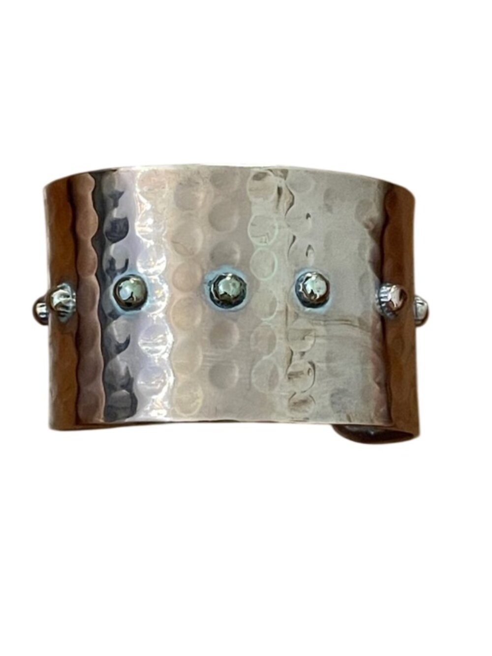 Artisan Hammered Copper Cuff Bracelet Wide Bangle Stud Rivet Boho Southwestern